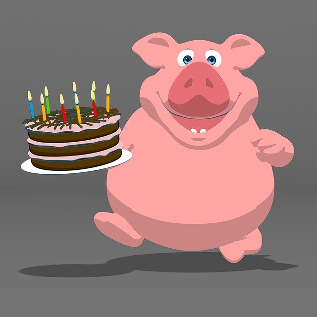 Free download Pig Birthday Cake -  free illustration to be edited with GIMP free online image editor