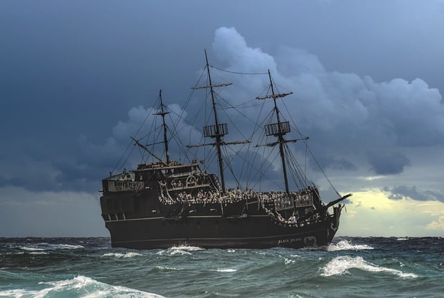 Free download pirate ship sea waves sky clouds free picture to be edited with GIMP free online image editor