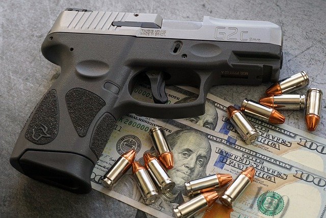Free download pistol bullets money dollar gun free picture to be edited with GIMP free online image editor
