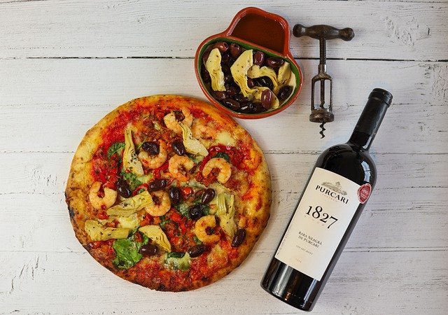 Free download Pizza Wine Dinner -  free photo or picture to be edited with GIMP online image editor