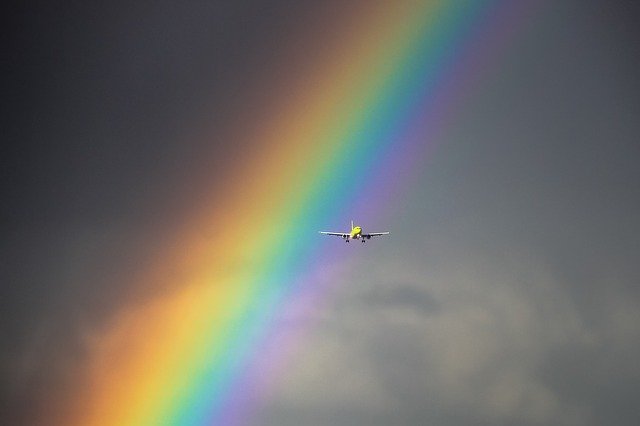 Free download Plane Rainbow Flight -  free photo or picture to be edited with GIMP online image editor