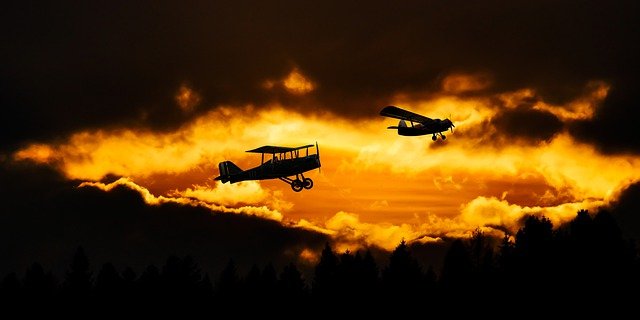 Free download plane sunset clouds double decker free picture to be edited with GIMP free online image editor
