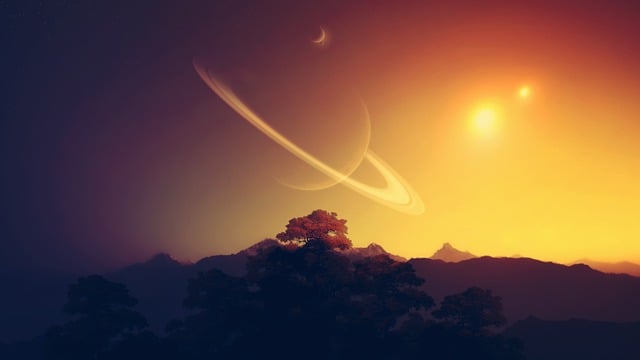 Free download planet galaxy universe stars trees free picture to be edited with GIMP free online image editor