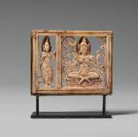Free download Plaque with Seated Dhanada-Tara and Attendant free photo or picture to be edited with GIMP online image editor