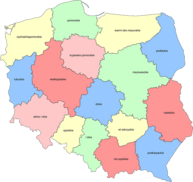 Free download Poland Map Provinces - Free vector graphic on Pixabay free illustration to be edited with GIMP free online image editor