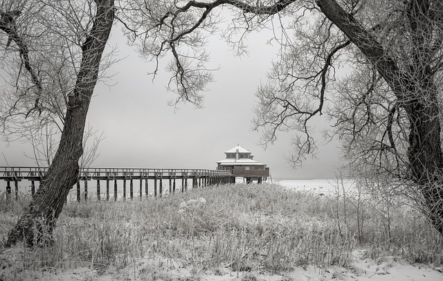 Free download port pier lake snow winter free picture to be edited with GIMP free online image editor