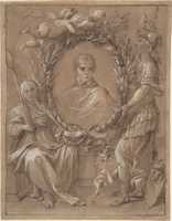 Free download Portrait of an Ecclesiastic Flanked by a Female Saint and Athena free photo or picture to be edited with GIMP online image editor