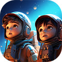portrait two child astronauts space suits  screen for extension Chrome web store in OffiDocs Chromium