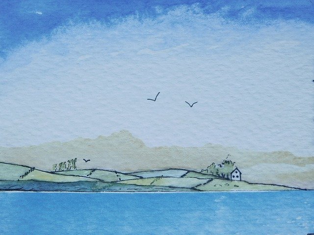 Free download Postcard Watercolor Landscape -  free illustration to be edited with GIMP free online image editor