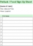 Free download Potluck Sign Up Sheet DOC, XLS or PPT template free to be edited with LibreOffice online or OpenOffice Desktop online