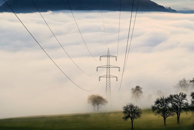 Free download power line nature landscape fog free picture to be edited with GIMP free online image editor