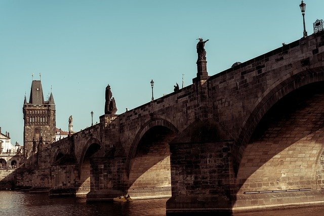 Free download Prague Bridge River free photo template to be edited with GIMP online image editor