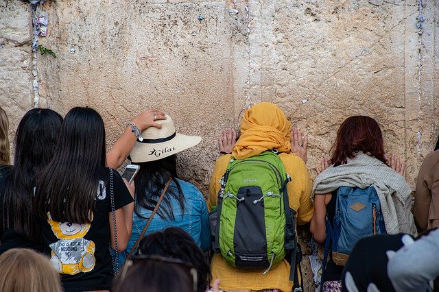 Free download Praying The Western Wall Tourists -  free photo or picture to be edited with GIMP online image editor