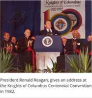 Free download President Ronald Reagan, gives an address at the Knights of Columbus Centennial Convention in 1982. free photo or picture to be edited with GIMP online image editor