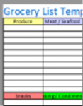 Free download Printable grocery list template (Cals) DOC, XLS or PPT template free to be edited with LibreOffice online or OpenOffice Desktop online