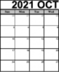 Modèle de calendrier imprimable d'octobre 2021 à téléchargement gratuit Microsoft Word, Excel ou Powerpoint gratuit à modifier avec LibreOffice en ligne ou OpenOffice Desktop en ligne