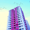 Purple and pink building  screen for extension Chrome web store in OffiDocs Chromium