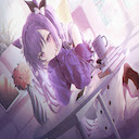 Purple Anime Girl At Table  screen for extension Chrome web store in OffiDocs Chromium