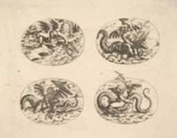 Free download Putti with Sea Monsters, plates from the Neue Grotessken Buch free photo or picture to be edited with GIMP online image editor