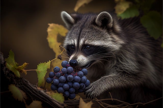 Free download raccoon animal nourishment grapes free picture to be edited with GIMP free online image editor