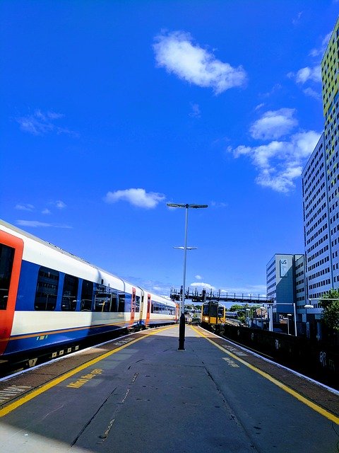 Free download Railway Blue Sky Carriage -  free photo or picture to be edited with GIMP online image editor