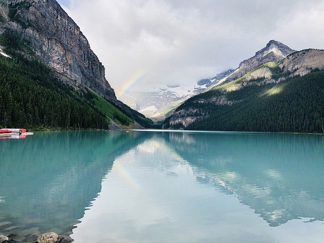 Free download Rainbow Lake Louise Canada -  free photo or picture to be edited with GIMP online image editor