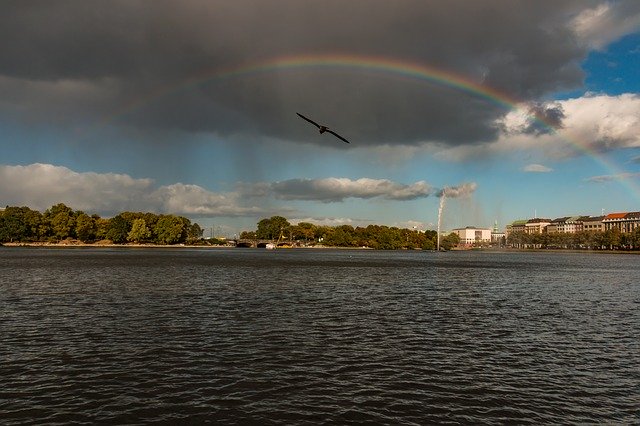 Descarga gratuita Rainbow Sky Hamburg: foto o imagen gratuita para editar con el editor de imágenes en línea GIMP