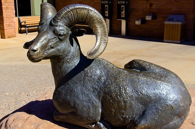 Free download Reclining Bighorn Ram Sculpture -  free photo or picture to be edited with GIMP online image editor