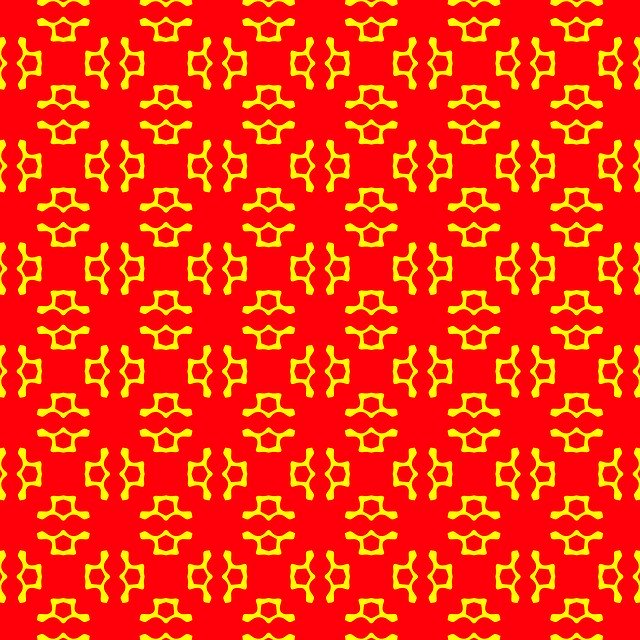 Free download Red Background Yellow Shapes -  free illustration to be edited with GIMP free online image editor