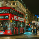 Red Double Decker on Oxford Street in London at Night  screen for extension Chrome web store in OffiDocs Chromium