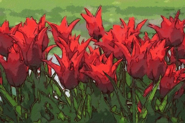 Free download Red Flower Painting -  free illustration to be edited with GIMP free online image editor