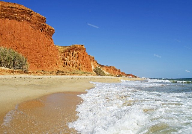 Free download Red Sandstone Cliffs Ocean -  free photo or picture to be edited with GIMP online image editor