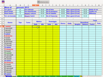 Download gratuito Registro ore e turni di lavoro template DOC, XLS o PPT modificabile gratuitamente con LibreOffice online o OpenOffice Desktop online