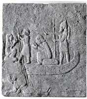 Free download Relief: Assyrian soldier conducting captives across the water free photo or picture to be edited with GIMP online image editor