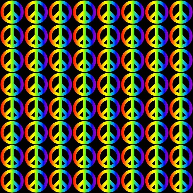 Free download Retro Rainbow Gradient Peace -  free illustration to be edited with GIMP free online image editor