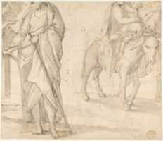 Free download Return of the Holy Family from Egypt (recto); Studies for the Return from Egypt (verso) free photo or picture to be edited with GIMP online image editor