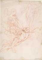 Free download (R.)Figure Studies: Standing Nude Figure, Putti, and a Mans Head (V.) Figure Studies: A Flying and a Standing Man free photo or picture to be edited with GIMP online image editor