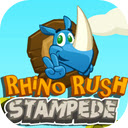 Rhino Rush Stampede Game Smash Obstacles and Upgrade Your Rhino!  screen for extension Chrome web store in OffiDocs Chromium