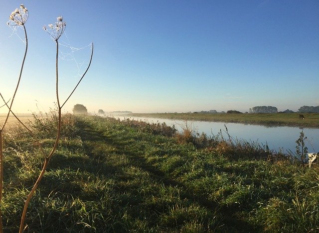 Descărcare gratuită Riverbank Misty Path - fotografie sau imagini gratuite pentru a fi editate cu editorul de imagini online GIMP