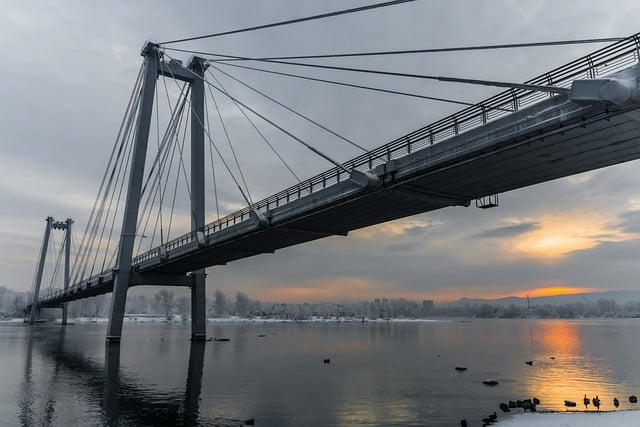 Free download river bridge winter frost cold free picture to be edited with GIMP free online image editor