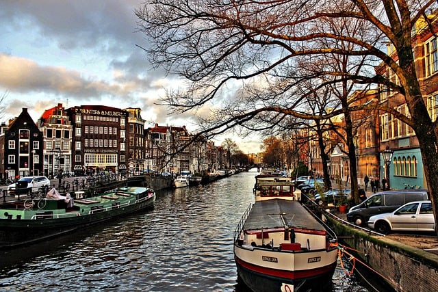 Free download river buildings boat trees water free picture to be edited with GIMP free online image editor