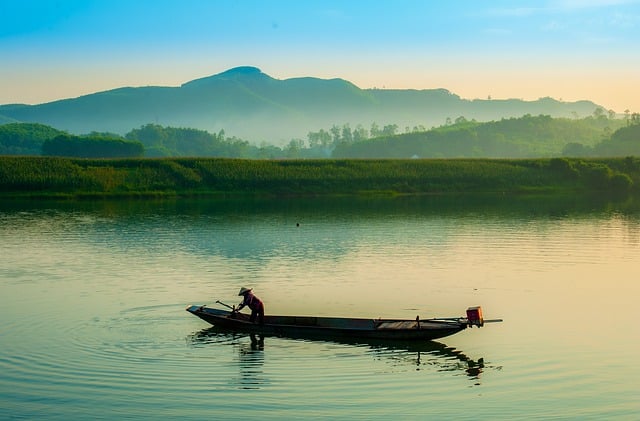 Free download river fishing morning sunrise dawn free picture to be edited with GIMP free online image editor