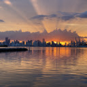 Riverfront buildings and sunset  screen for extension Chrome web store in OffiDocs Chromium