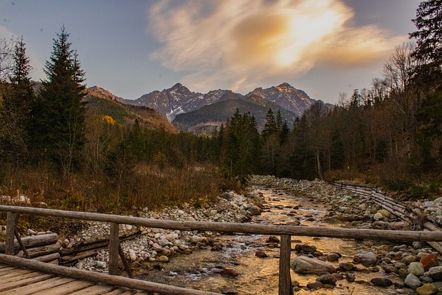 Free download river mountains bridge stream free picture to be edited with GIMP free online image editor