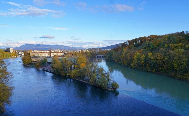 Free download river nature landscape rhone arve free picture to be edited with GIMP free online image editor
