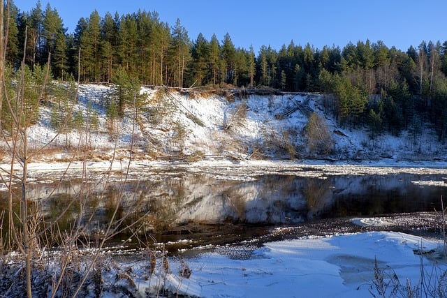 Téléchargement gratuit de l'image gratuite de la rivière nature hiver gelée à modifier avec l'éditeur d'images en ligne gratuit GIMP