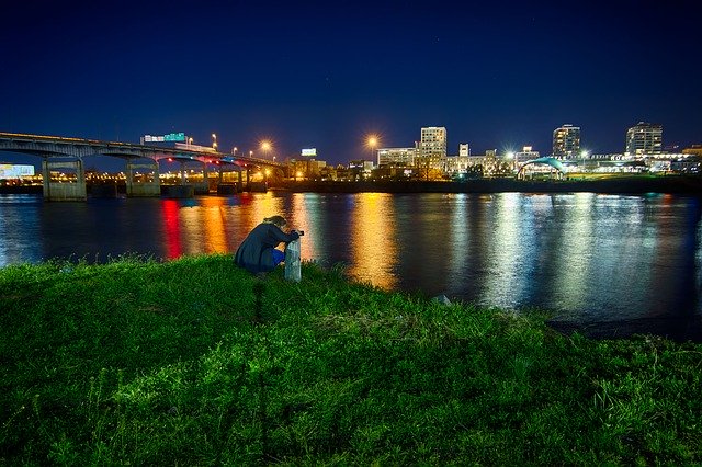 Libreng download River Night Cityscape libreng template ng larawan na ie-edit gamit ang GIMP online na editor ng imahe