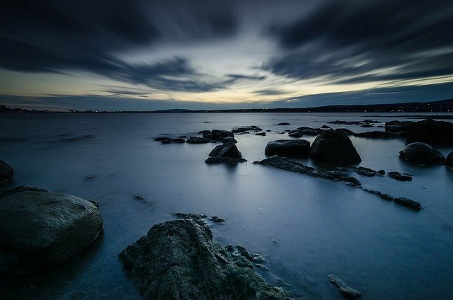 Free download river rocks dusk evening sky free picture to be edited with GIMP free online image editor