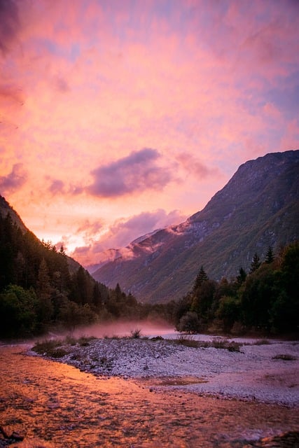 Free download riverside evening sky flow nature free picture to be edited with GIMP free online image editor