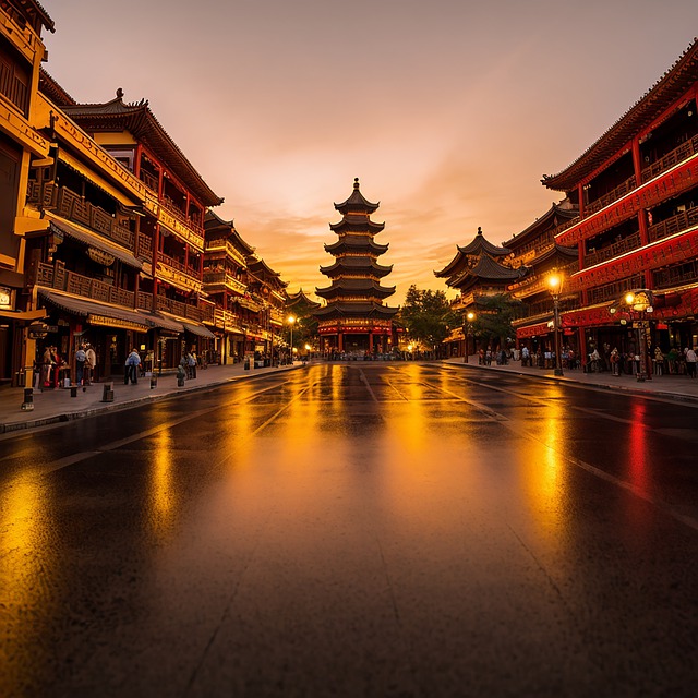 Free download road bildings sunset chinese free picture to be edited with GIMP free online image editor